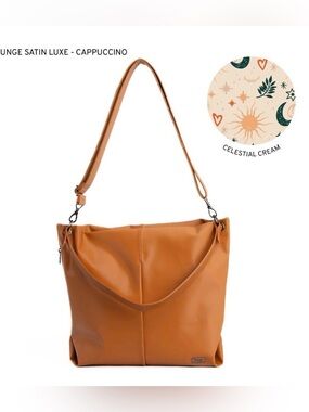 LUG Plunge Satin Luxe in Cappuccino Crossbody Bag NWT